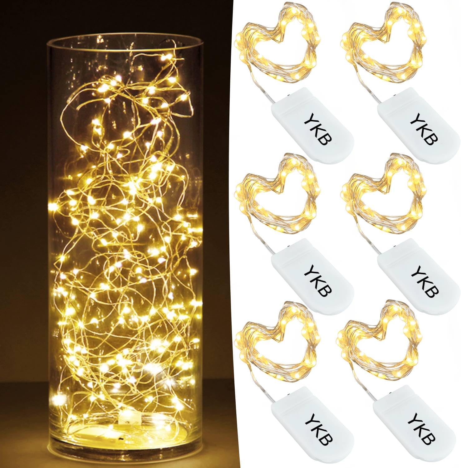 6 Pack Micro LED Fairy Lights, 20 LED on 3.3 ft Copper Wire