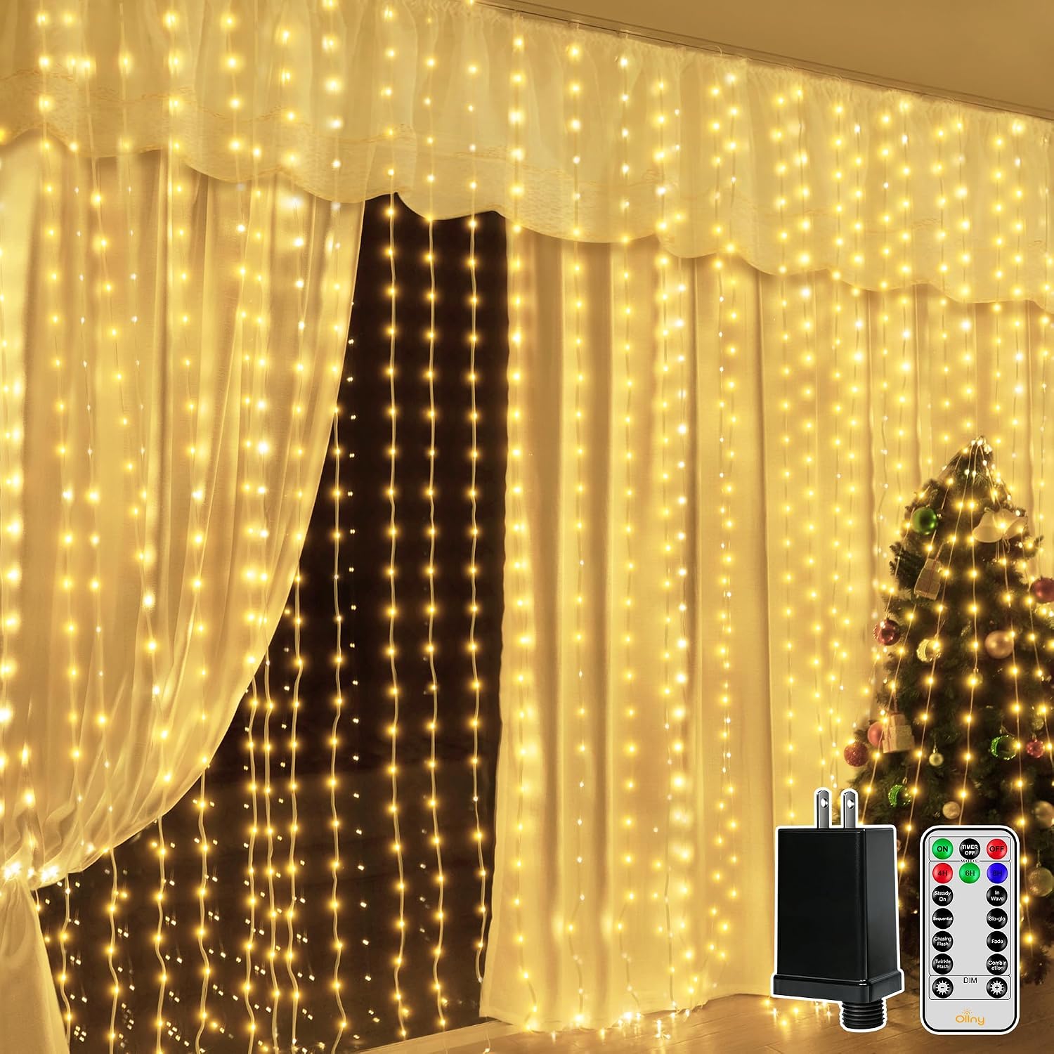 Outdoor Curtain Lights 19.7 x 9.8 ft, 600 LED, IP67 Waterproof