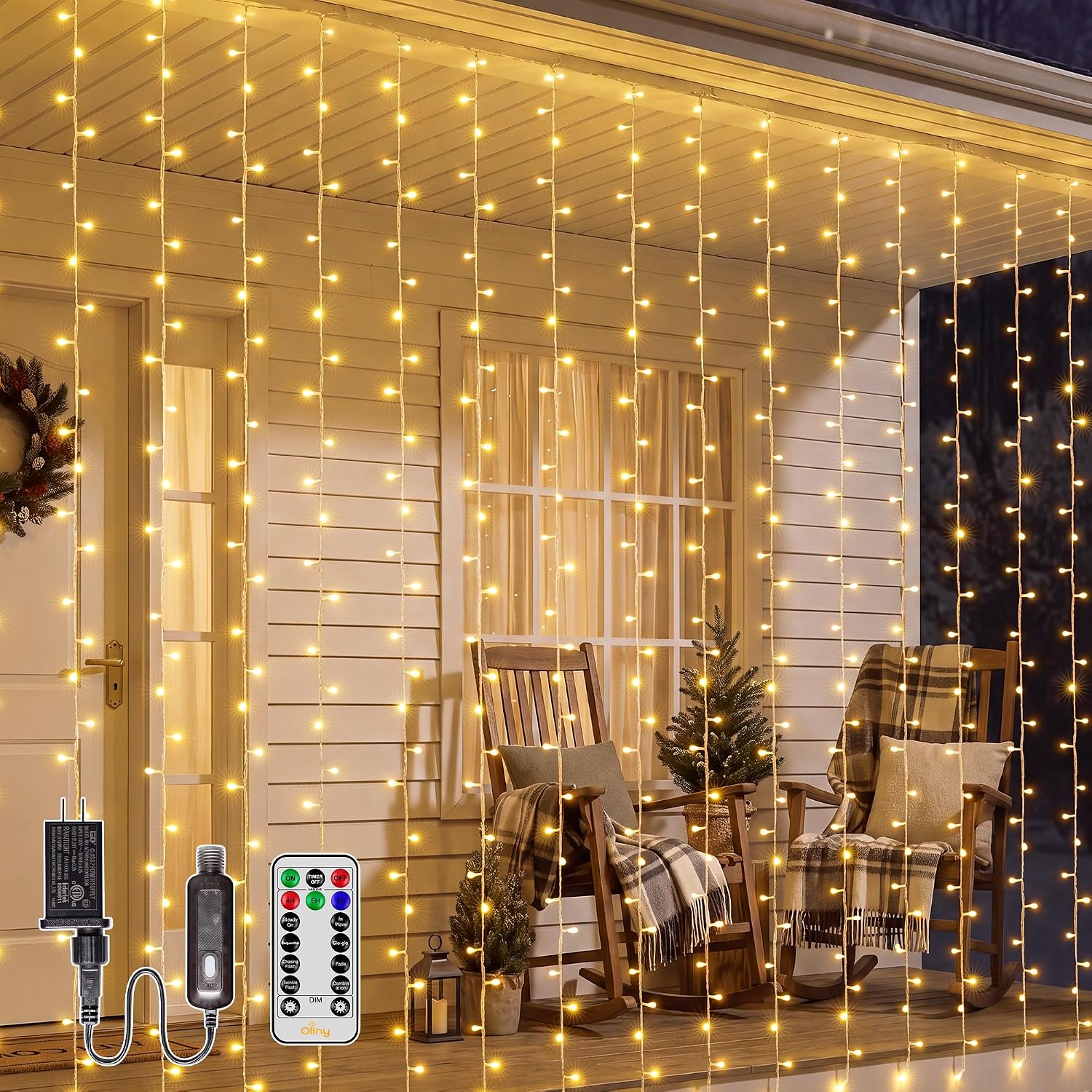 Outdoor Curtain Lights 19.7 x 9.8 ft, 600 LED, Waterproof Backdrop Set