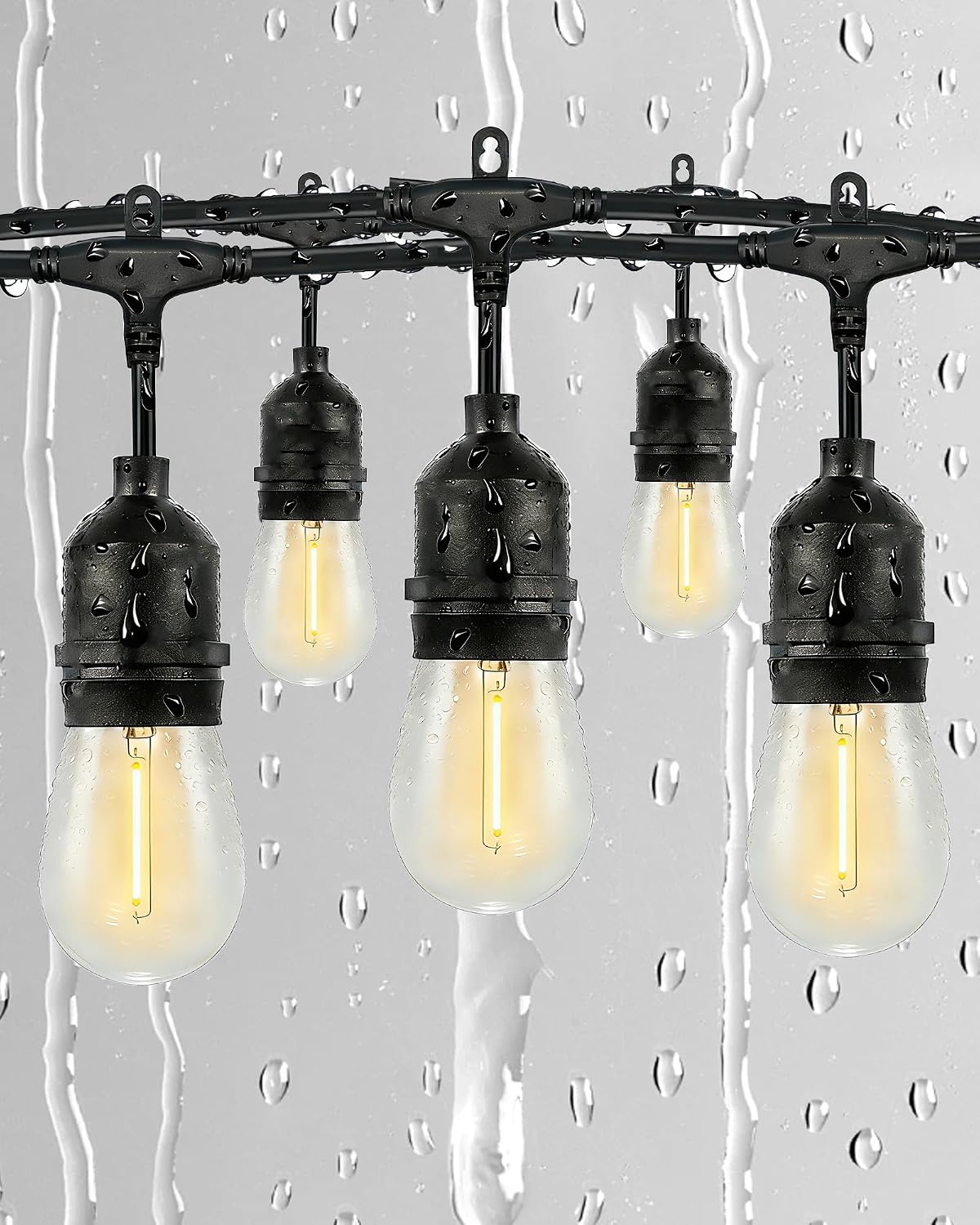Outdoor String Lights 25 ft with 16 Edison Bulbs for Patio and Porch
