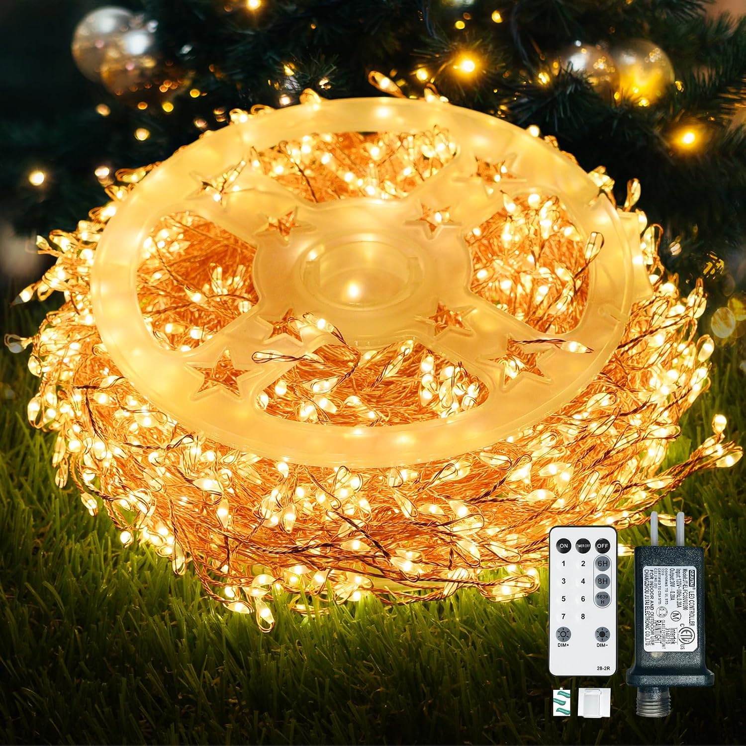 Warm White Fairy Lights 75 ft, 1000 LED, Plug In with Remote and Timer