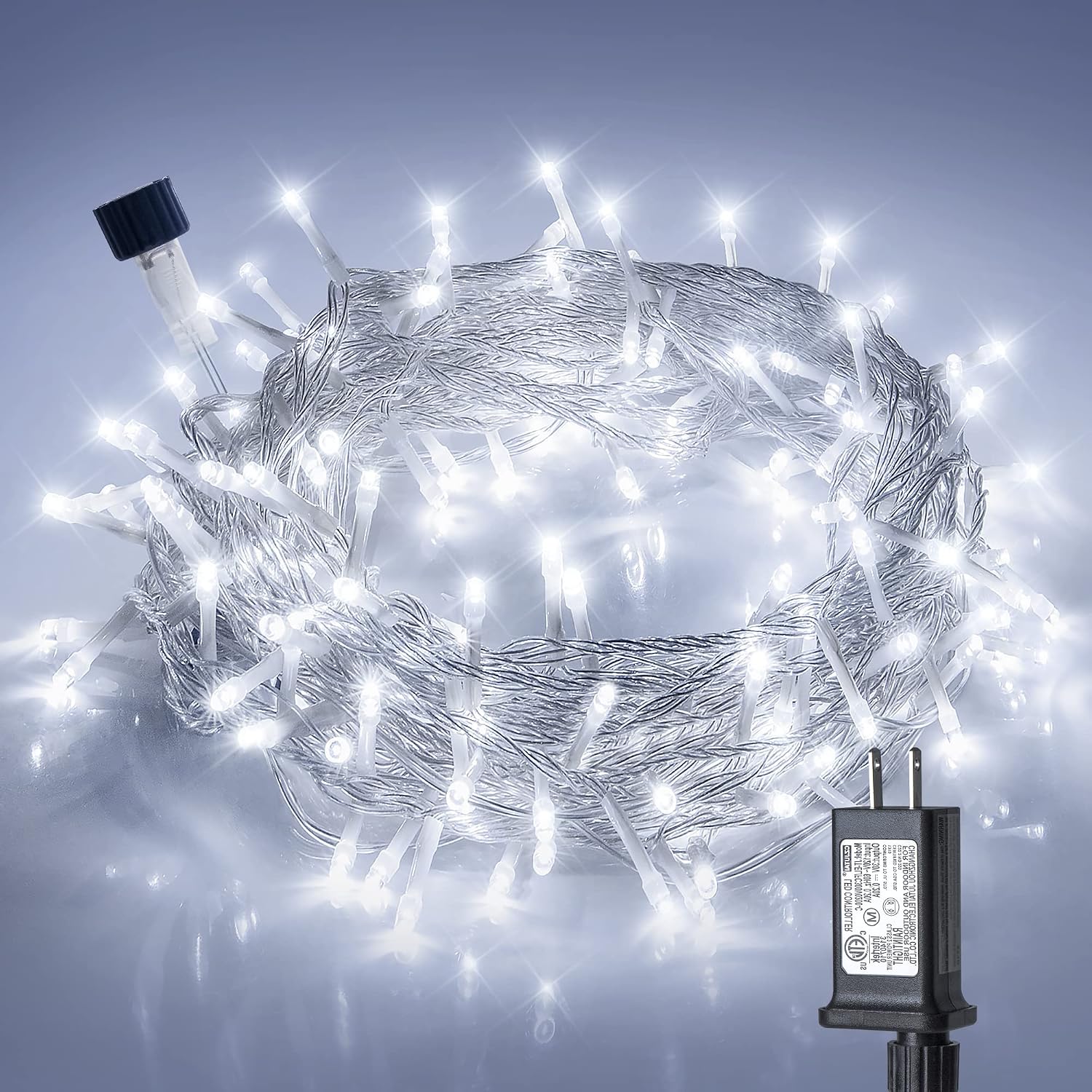 White String Lights 33 ft, 100 LED, Extendable Outdoor Set