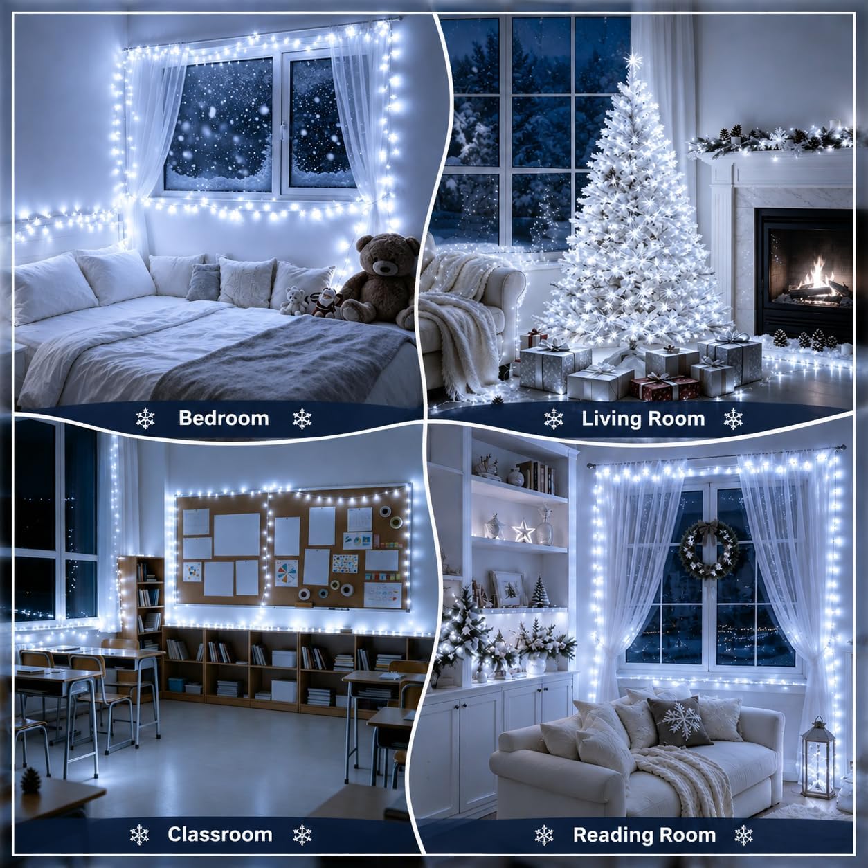 White String Lights 33 ft, 100 LED, Extendable Outdoor Set